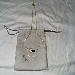 Kendra Scott Gold Necklace with Green Stone